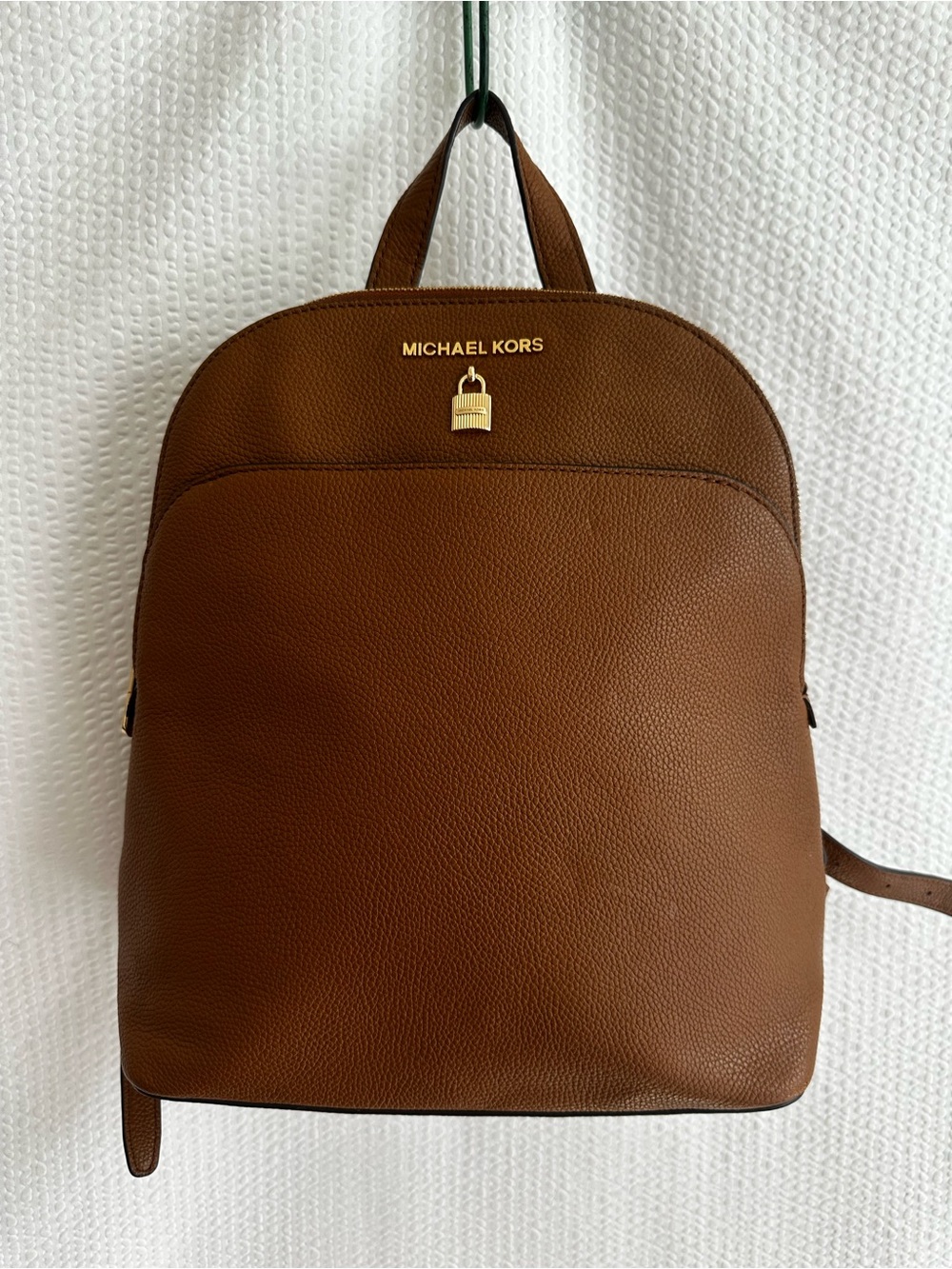 Michael Kors Adele Brown Pebbled Leather Backpack Gold Hardware